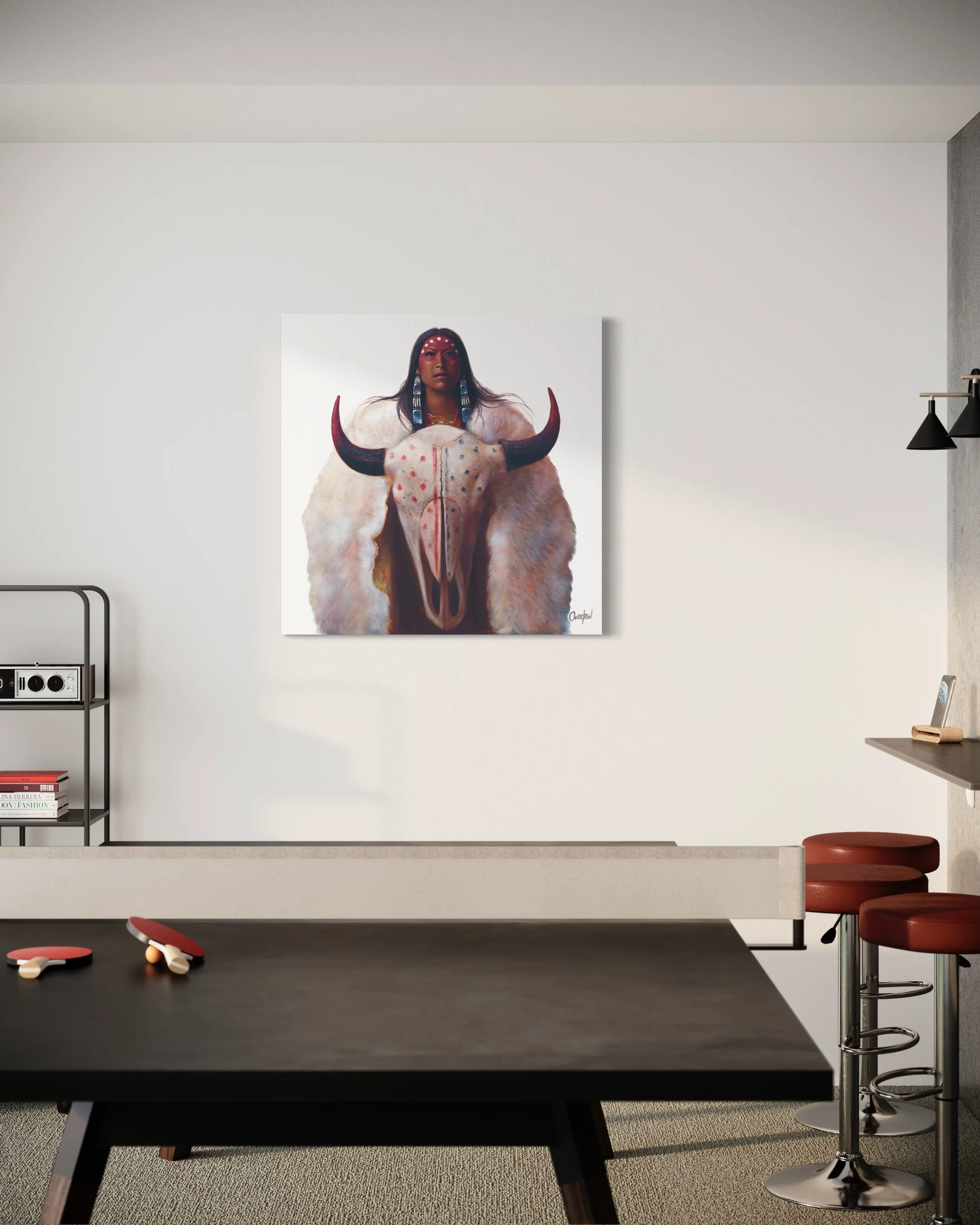 WHITE BUFFALO CALF WOMAN | Luxe Collection Canvas Print - Image 3